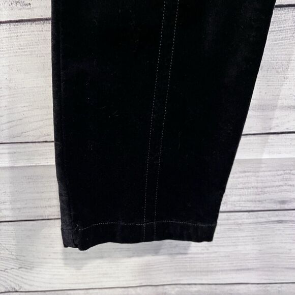 Anthropologie The Essential Velvet Slim Trouser Pants Size 14 Tall Black Velour - Picture 5 of 10